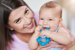 a child using a teething ring 