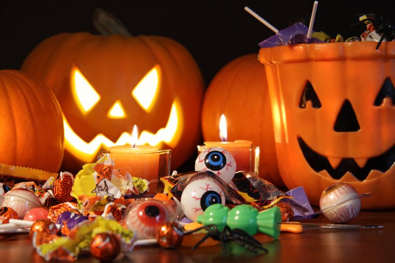 Halloween candy and buckets